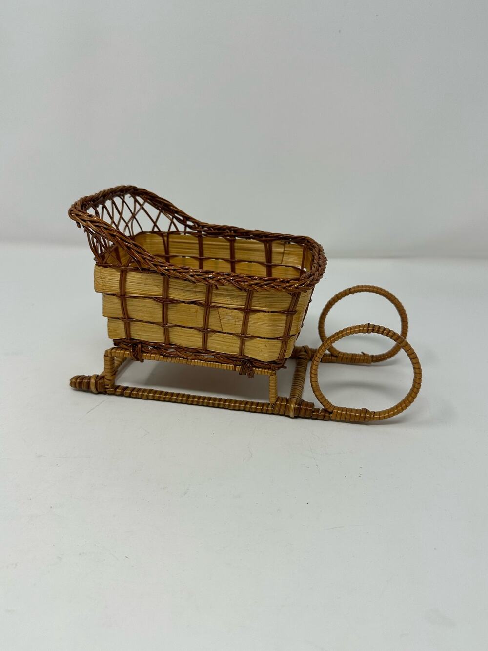 Vintage Wicker Two Tone Christmas Sleigh